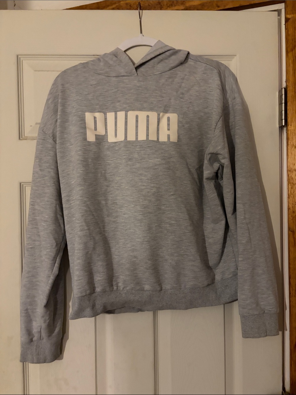 Puma Light Gray Crewneck Hoodie with White Logo